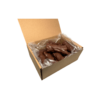Lazos bombón cubiertos con chocolate envasados en caja para consumo en domicilio